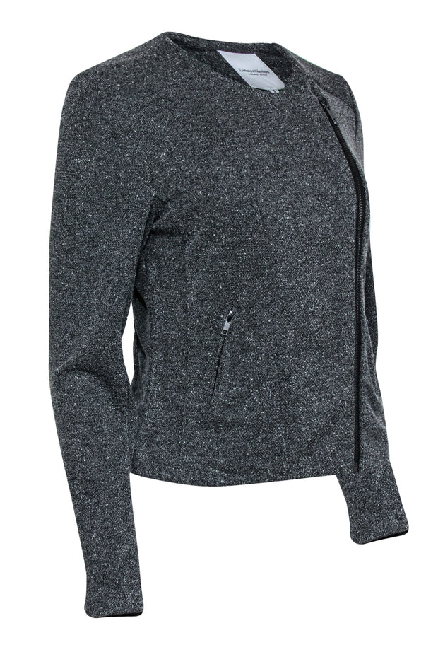 Current Boutique-Catherine Malandrino - Charcoal Zip-Up Knit Moto Jacket Sz S