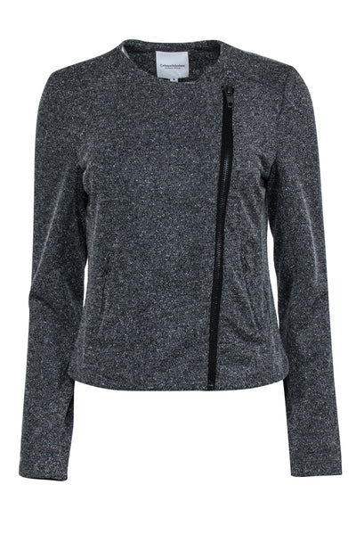 Current Boutique-Catherine Malandrino - Charcoal Zip-Up Knit Moto Jacket Sz S