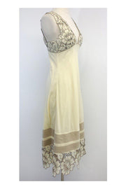 Current Boutique-Catherine Malandrino - Cream Floral Embroidered Cotton Dress Sz 6
