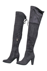 Current Boutique-Catherine Malandrino - Dark Grey Faux Suede Heeled Over-the-Knee Boots Sz 6