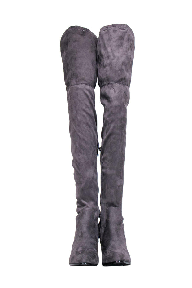 Current Boutique-Catherine Malandrino - Grey Faux Suede Over-the-Knee Boots Sz 10
