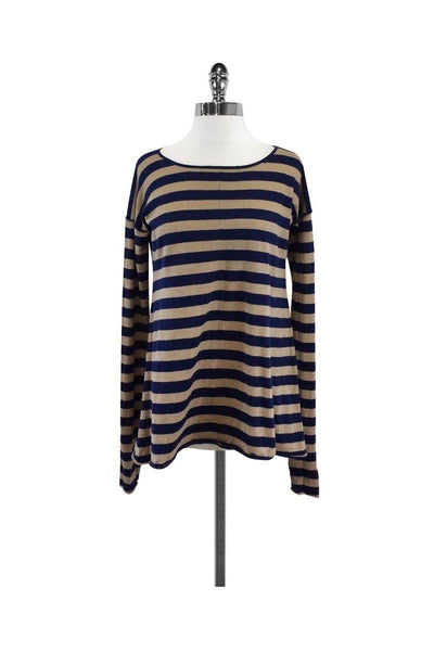 Current Boutique-Catherine Malandrino - Navy & Tan Striped Sweater Sz S