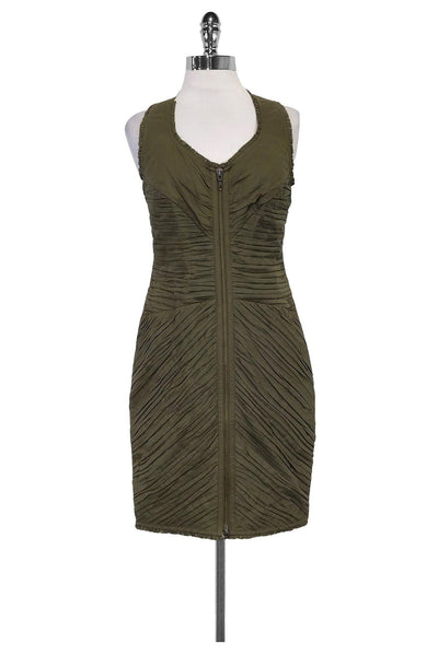 Current Boutique-Catherine Malandrino - Olive Green Ruched Dress Sz 4