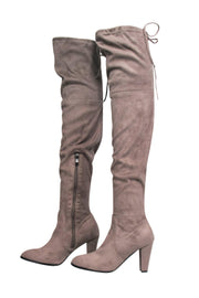 Current Boutique-Catherine Malandrino - Taupe Faux Suede Over-the-Knee Boots Sz 8