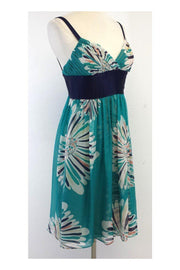 Current Boutique-Catherine Malandrino - Teal Large Floral Print Dress Sz 6