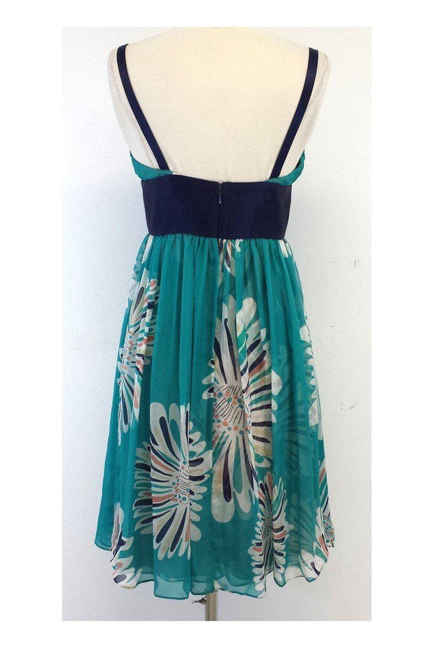 Current Boutique-Catherine Malandrino - Teal Large Floral Print Dress Sz 6