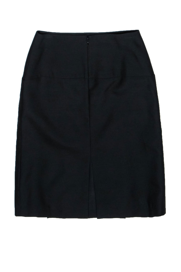 Current Boutique-Celine - Black Pleated Wool Blend A-Line Skirt Sz 6