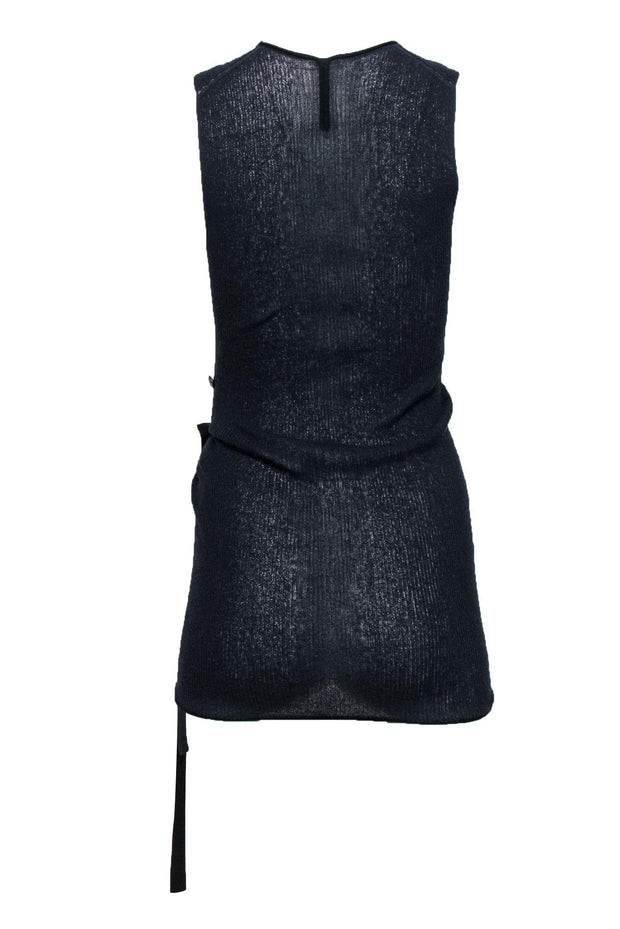 Current Boutique-Celine - Navy Cotton Sleeveless Knit Top w/ Side Strap Sz M