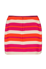 Current Boutique-Celine - Pink & Orange Striped Wool Pencil Skirt Sz 8