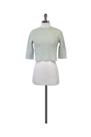 Current Boutique-Central Park West - Mint Blue Cable Knit Sweater Sz S