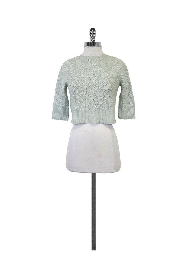 Current Boutique-Central Park West - Mint Blue Cable Knit Sweater Sz S