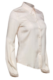 Current Boutique-Chaiken - Ivory Silk Collared Blouse w/ Blouson Sleeve Sz 4