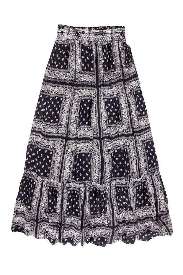 Current Boutique-Chan Luu - Dark Grey & Ivory Paisley Maxi Skirt Sz M