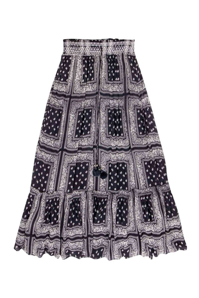 Current Boutique-Chan Luu - Dark Grey & Ivory Paisley Maxi Skirt Sz M
