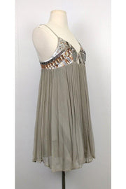 Current Boutique-Chan Luu - Grey Beaded Flowy Dress Sz M