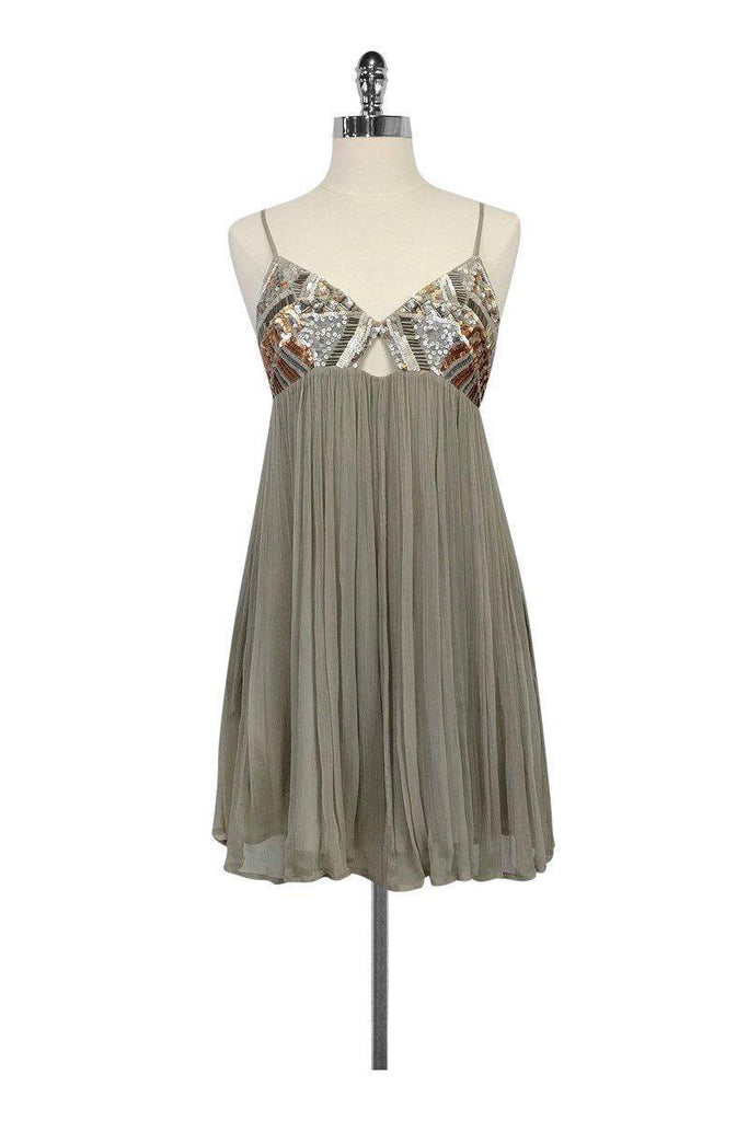 Chan Luu Grey Beaded Flowy Dress Sz M Current Boutique