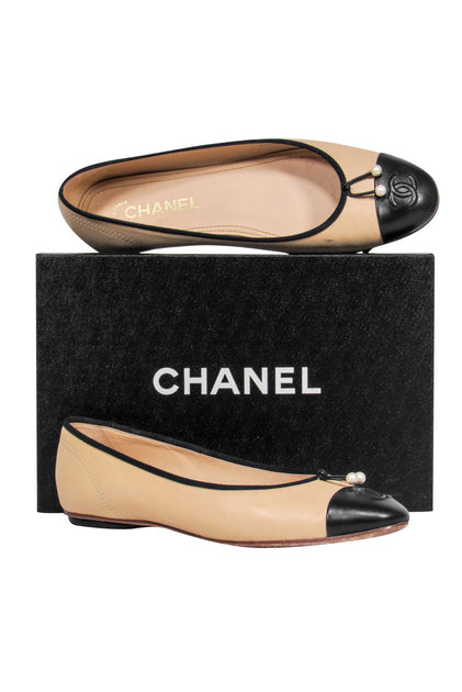 Chanel - Beige Ballerina Flats w/ Pearl Embellishments Sz 10.5 – Current  Boutique