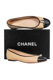 Current Boutique-Chanel - Beige Ballerina Flats w/ Pearl Embellishments Sz 10.5