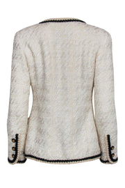 Current Boutique-Chanel - Beige Tweed Button-Up Jacket w/ Black Trim Sz 6