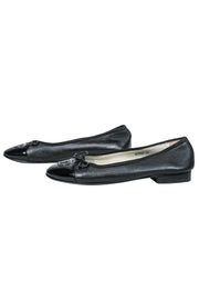 Current Boutique-Chanel - Black Ballerina Flats w/ Patent Leather Toe Sz 9