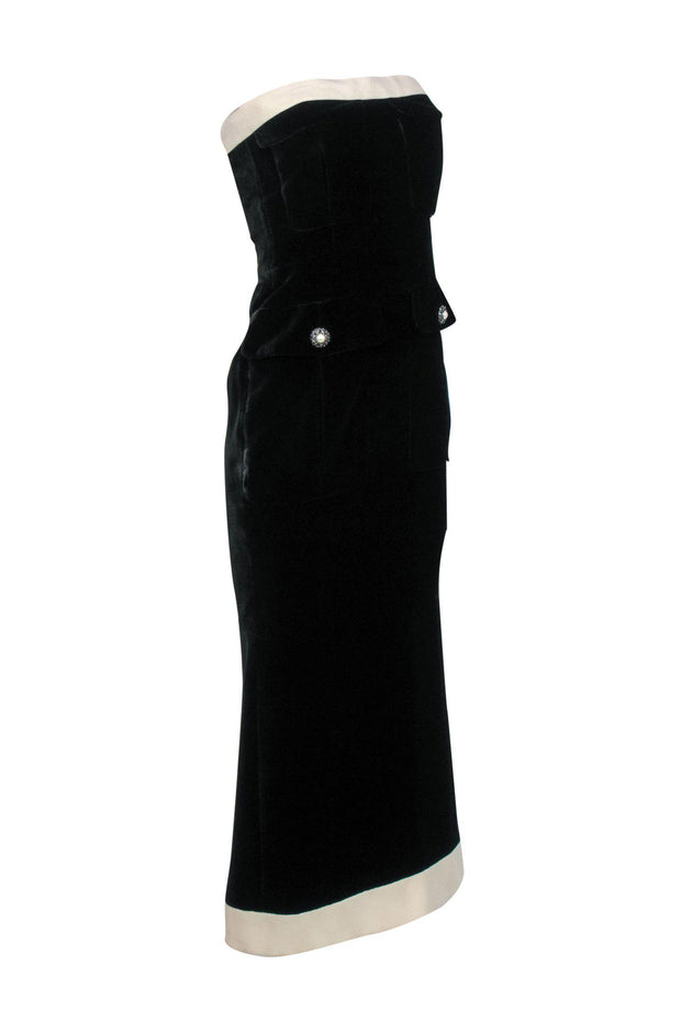 Current Boutique-Chanel - Black & Cream Strapless Pocket Gown Sz 6