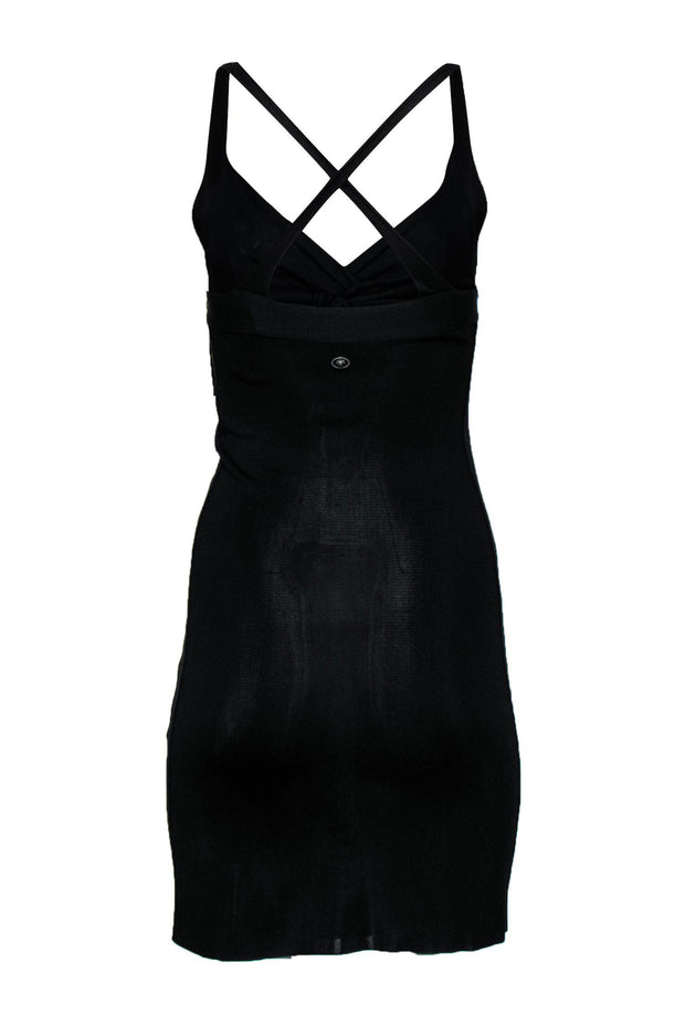 Current Boutique-Chanel - Black Crossed Back Bodycon Dress Sz 2