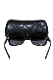 Current Boutique-Chanel - Black & Grey Grid Print Square Sunglasses