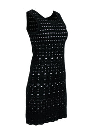 Current Boutique-Chanel - Black Knit Overlay Sleeveless Mini A-Line Dress Sz 4