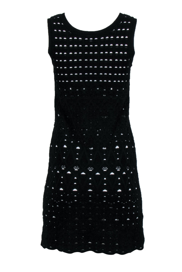 Chanel - Black Knit Overlay Sleeveless Mini A-Line Dress Sz 4