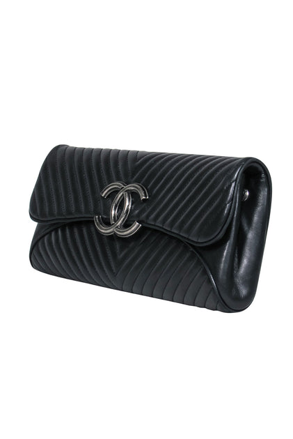 Chanel Convertible Top Handle Bag Chevron Calfskin With Braided
