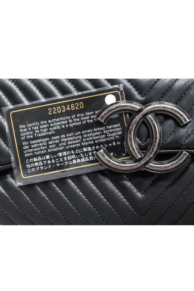 Chanel - Black Leather Chevron Clutch – Current Boutique