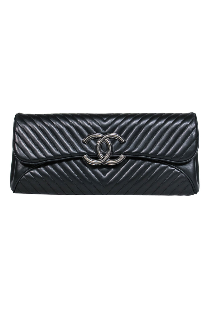 Chanel Spring 2007 Limited Edition CC Logo Rare Black Leather Clutch