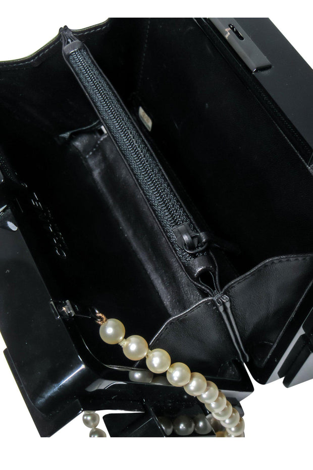 Current Boutique-Chanel - Black Lucite Structured Lego "Minaudiere" Crossbody w/ Pearl Embellishments