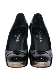 Current Boutique-Chanel - Black Patent Leather Platform Pumps w/ Silver Toe Sz 10.5