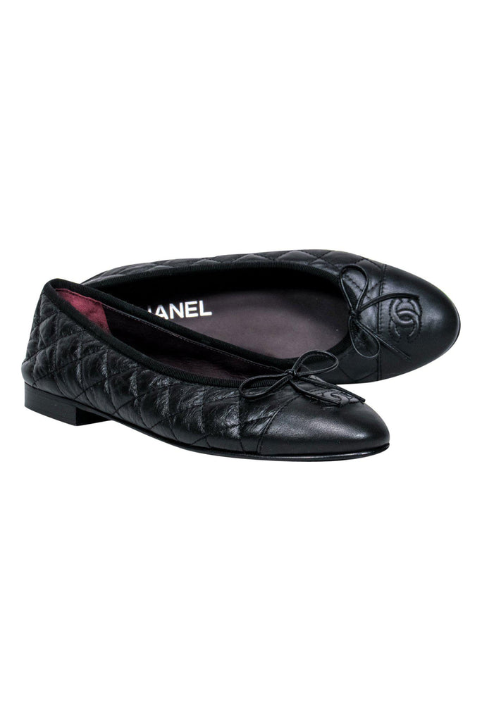 Chanel - Black Quilted Ballet Flats Sz 8
