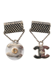 Current Boutique-Chanel - Black & Silver Mini Handbag Dangle Earrings