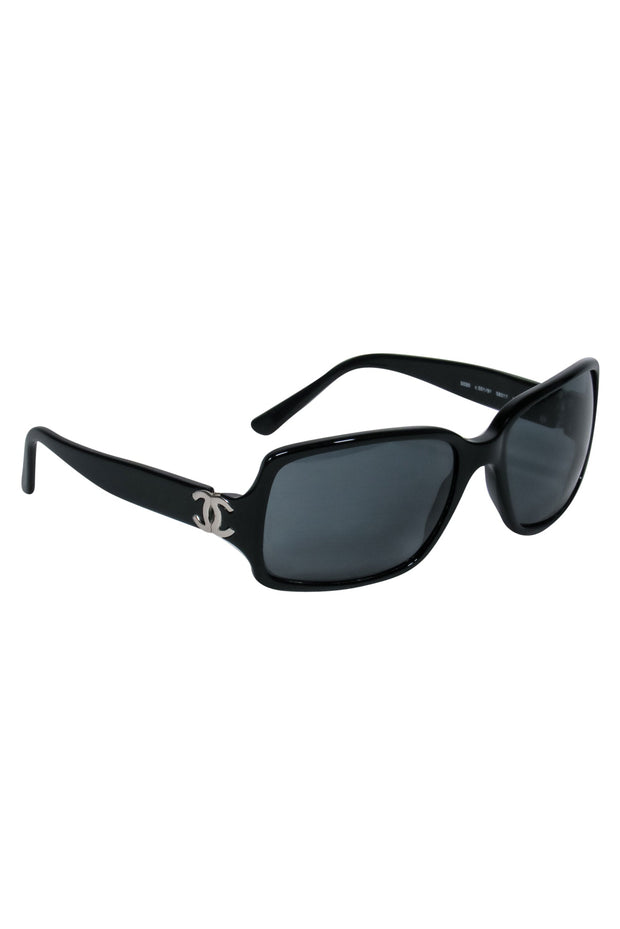Current Boutique-Chanel - Black Square Sunglasses w/ Logo