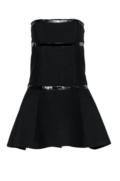 Current Boutique-Chanel - Black Strapless Metallic Flared Dress Sz 6
