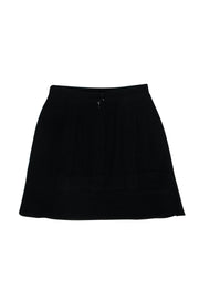 Current Boutique-Chanel - Black Textured A-Line Wool Skirt Sz 10