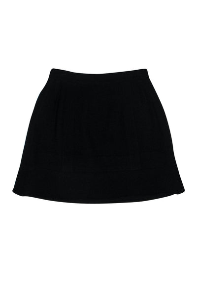 Current Boutique-Chanel - Black Textured A-Line Wool Skirt Sz 10