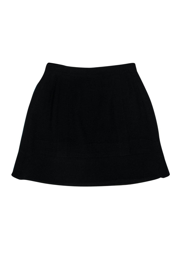 Chanel - Black Textured A-Line Wool Skirt Sz 10
