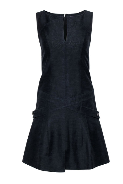 Current Boutique-Chanel - Black Textured Sleeveless Drop Waist Dress Sz 4