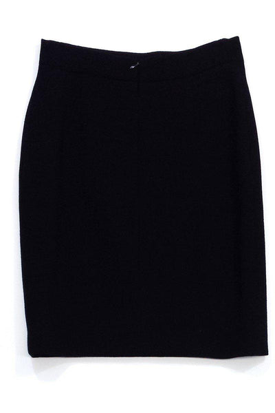Current Boutique-Chanel - Black Wool Gold Zip Pocket Skirt Sz 4