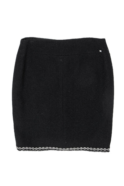 Current Boutique-Chanel - Black Wool Pencil Skirt Sz 14