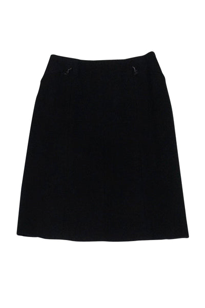 Current Boutique-Chanel - Black Wool Pencil Skirt Sz 8