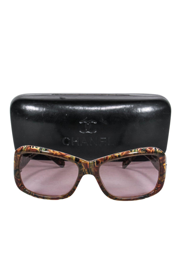 Current Boutique-Chanel - Brown Marbled Small Square Sunglasses