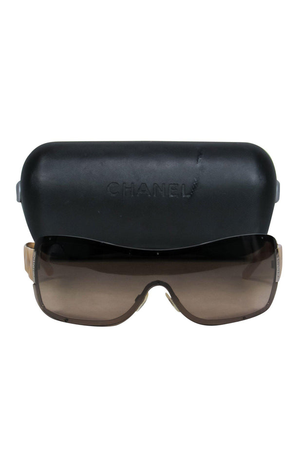 Current Boutique-Chanel - Brown & Tan Shield-Style Sunglasses