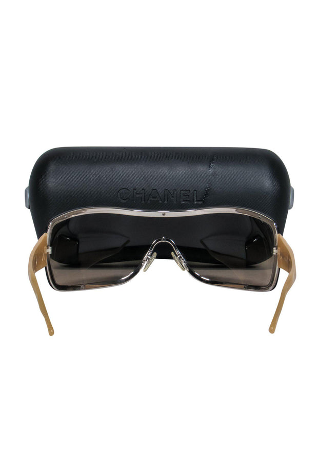 Current Boutique-Chanel - Brown & Tan Shield-Style Sunglasses