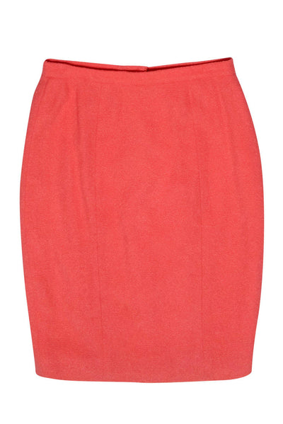 Current Boutique-Chanel - Coral Tweed Pencil Skirt w/ Golden Button Accents Sz 8