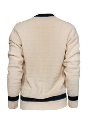 Current Boutique-Chanel - Cream Cable Knit Sweater w/ Embroidered Patch Sz 6
